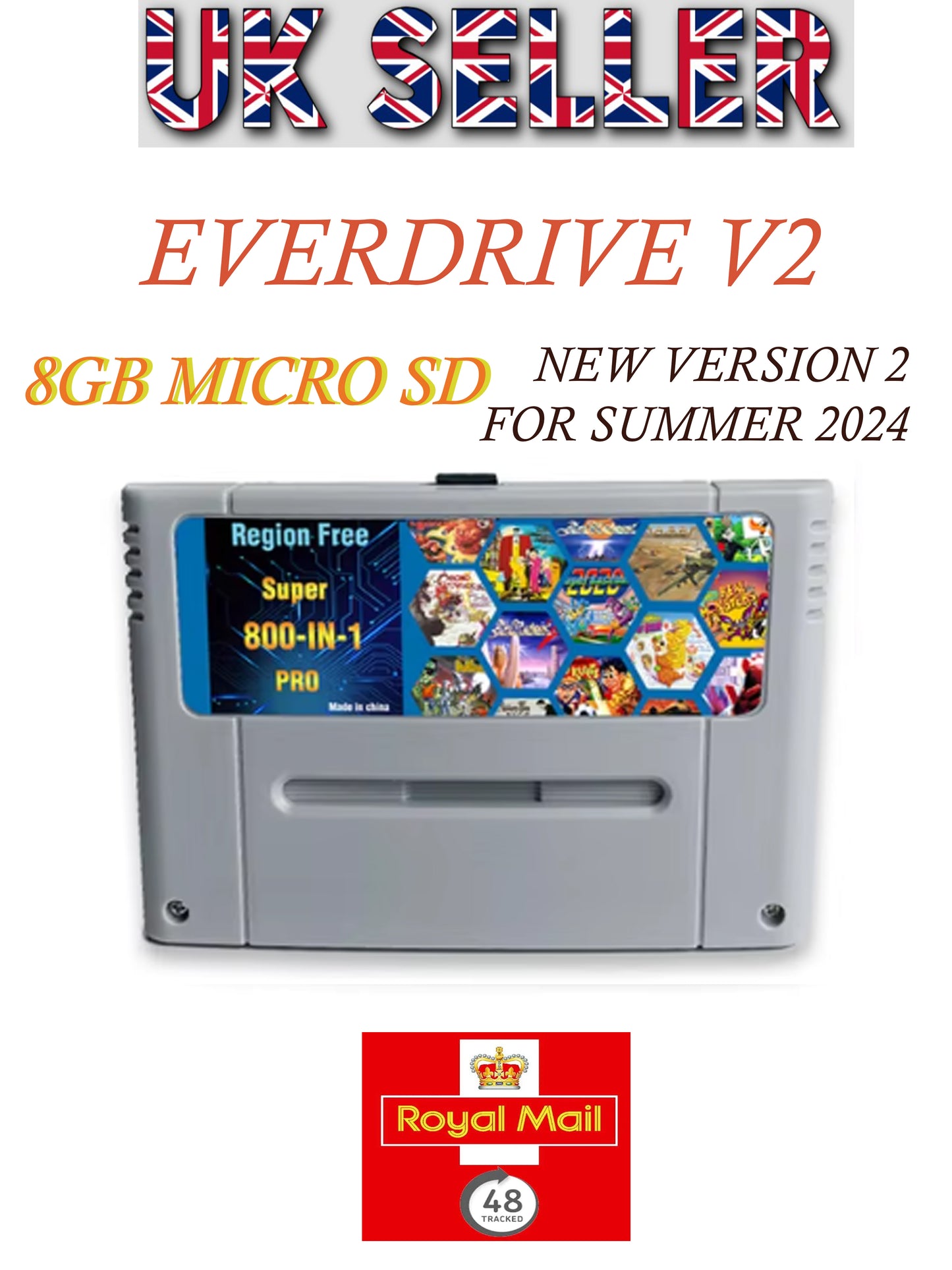 SNES EVERDRIVE FLASH CARTRIDGE CUSTOM SD MULTI CART GREY