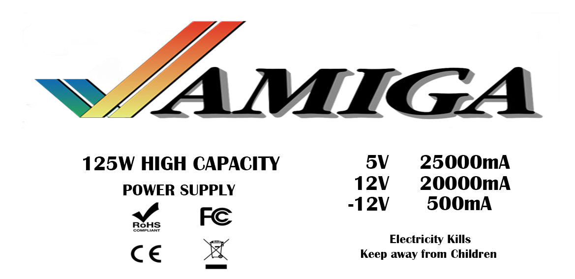 Amiga power supply specifications label.| 9thbit-Retro Delux