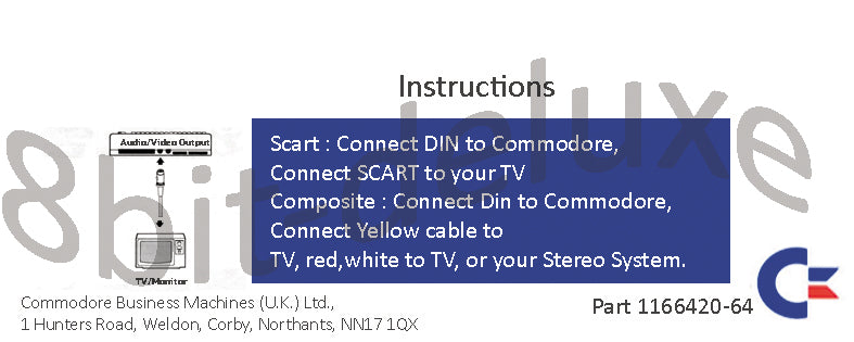 COMMODORE C16 16 116 C116 +4 PLUS 4 VIDEO TV A/V LEAD - SCART CABLE RETAIL PACKED