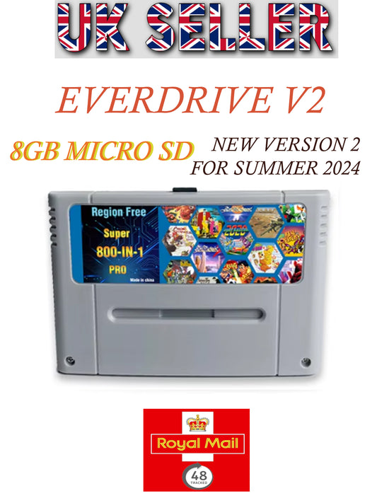 SNES EVERDRIVE FLASH CARTRIDGE CUSTOM SD MULTI CART GREY